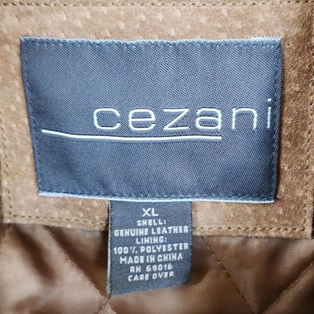 NWT Cezani Men's Genuine Suede Leather Jacket Camel Brown Zip Quilted Lined XL - Picture 10 of 16